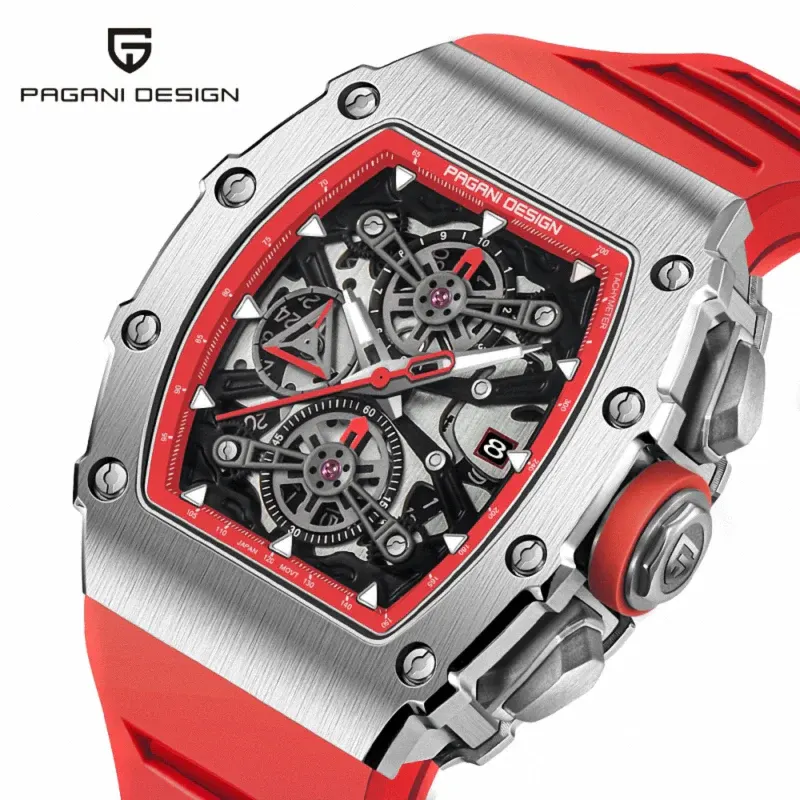 Pagani Design Chronograph Red & Silver Combination Men's Watch- PD-YS011